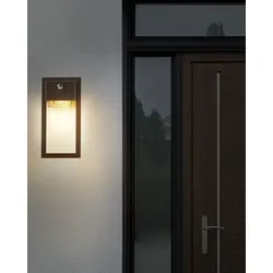 Außenwandleuchte LED Metall schwarz mit Bewegungsmelder 33 cm rechteckig ELLIOT