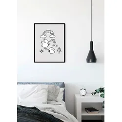 Bild KOMAR "Scribble Birdy", grau (farbe bild(er): grau), B:50cm H:70cm, Papier, Holz, Bilder, Wandbild zur Dekoration - ohne Rahmen