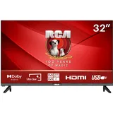 RCA E32 TV 32 Zoll Fernseher 81cm HD Lünettenloses Design Dolby Audio Triple Tuner (DVB-T2/S2/C) AV CI+ HDMI USB-Anschlüsse Hotelmodus 2024 [Energieklasse F]