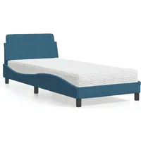 VidaXL Bett mit Matratze "Dover" Blau 80x200 cm Samt
