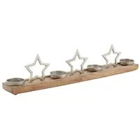 RIFFELMACHER & WEINBERGER Adventsleuchter Stern, Weihnachtsdeko, aus Holz und Metall, Länge ca. 75 cm beige|silberfarben