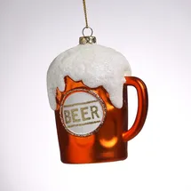 MARELIDA Weihnachtsbaumschmuck BIERGLAS bruchfest H: 10,2cm orange weiß