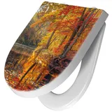 Primedeco WC-Sitz mit Absenkautomatik Motiv Herbstwald See (1-St), Absenkautomatik, Soft-Close gelb