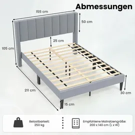 Costway Modell I 140 x 200 cm Grau