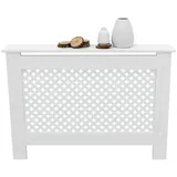 ECD Germany Heizkörperverkleidung mit Wabenmuster 112x19x82 cm Weiß MDF lackiert