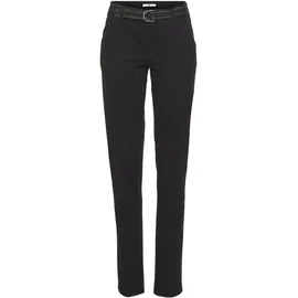 AJC Chinohose in lässiger Form mit konstrastfarbendem Gürtel, Gr. 32, schwarz, , 52696636-32 N-Gr