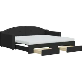 vidaXL Tagesbett Ausziehbar mit Schubladen Schwarz 90x190 cm Stoff