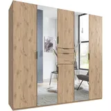 WIMEX Drehtürenschrank »Moldau. Lieferung bis in Deine Etage«, Kleiderschrank mit Spiegel, 2 Schubladen in 2 Breiten schwarze Griffe, beige