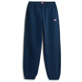 Tommy Hilfiger Sweathose TOMMY JEANS "TJW BADGE SWEATPANT", Damen, Gr. XS (34), N-Gr, blau (schwarz night navy), Web, Obermaterial: 100% Baumwolle, relaxed fit lang, Hosen Sweathose, Relaxed Fit mit Elastikbund am Bein