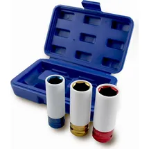 BITUXX Bituxx® 3 tlg Schlagnuss Set Steckschlüssel Felgenschutznüsse Schonnüsse Schöneinsätze Nuss Kfz Radwechsel Pkw für Schlagschrauber oder Drehmomentschlüssel Aufnahme 1/2' (17 mm / 19 mm / 21 mm)