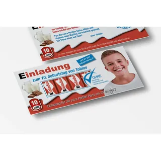 wirmachendeinekarte EINLADUNGSKARTEN zum GEBURTSTAG lustig | HOCHZEIT | KOMMUNION | Kindergeburtstag im Kinderschokoladen Look witzig (Frau, 40 Stück)