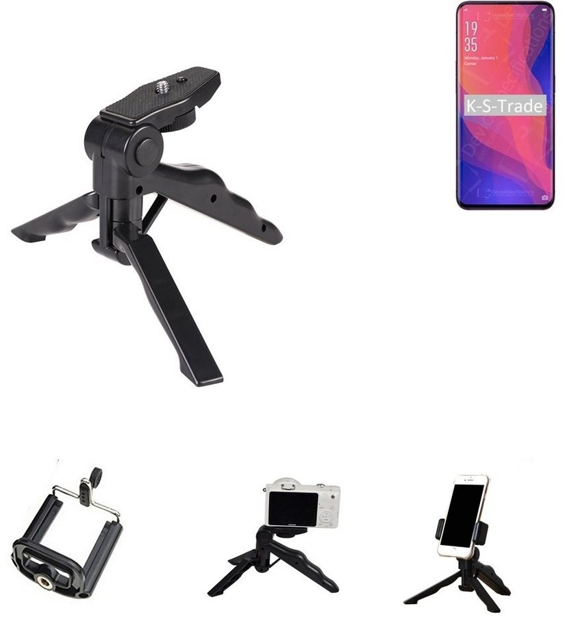 K-S-Trade für Oppo Find X Smartphone-Halterung, (Stativ Tisch-Ständer Dreibein Handy-Stativ Ständer Mini-Stativ) schwarz