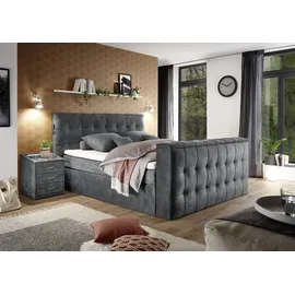 Set One by Musterring Boxspringbett "Richmond", grau (anthrazit), B:203cm L:243cm, SET ONE BY MUSTERRING, Komplettbetten, Boxspringbett, versenkbarer TV- Halterung mit Fernbedienung