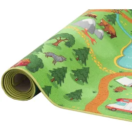 Snapstyle Kinder Spiel Teppich Campingplatz Bunt 100x400cm