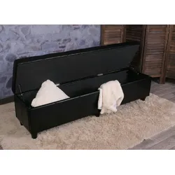 Mendler Bank Sitzbank mit Aufbewahrung Kriens XXL, Kunstleder, 180x45x45cm ~ schwarz