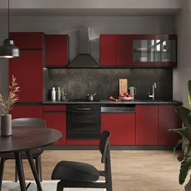 Vicco Küchenzeile R-Line J-Shape 300 cm Rot/Anthrazit