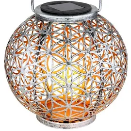 GLOBO Solarleuchte Metall silberfarben 1x LED spritzwassergeschützt