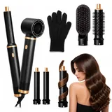 5 in 1 Hairstyler Warmluftbürste mit Aufsätzen - Rotierende Lockenbürste Elektrisch, Föhn Rundbürste, Lockenstab für Locken, Haarstyling Geräte Multistyler mit 3 Temperaturstufen