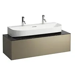 LAUFEN Sonar Schubladenelement/Sideboard H4054610341421 117,5x34x45,5cm, Ausschnitt Mitte, Aufsatzwaschtisch, Titan/Nero Marquina
