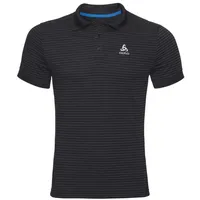 Odlo Nikko Dry Kurzarm-poloshirt - Black / Odlo Steel Grey / Stripes - M