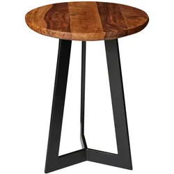 Kadima Design Massiver Industrial-Beistelltisch, Holz und Metall, Einzigartige Maserung, Vielseitig. 35x35x45 cm