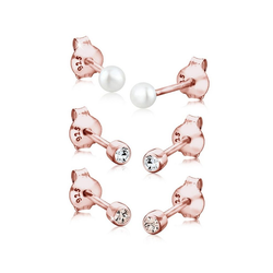 Elli Ohrring-Set Kugel Perle Set Kristalle 925 Silber rosa
