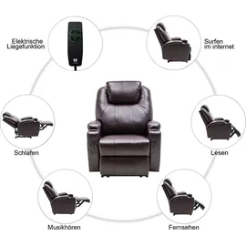 MCombo Elektrisch Relaxsessel Massagesessel Fernsehsessel Heizung 7061DB - Braun