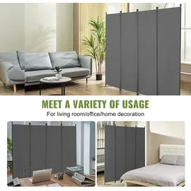 Vevor Raumteiler Trennwand 4-teiliger Paravent Stellwand, faltbarer Sichtschutz für Büro Schlafzimmer Esszimmer Arbeitszimmer Balkon, Raumtrenner freistehend (56 x 45 x 172,5 cm), Grau