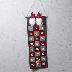 Adventskalender WICHTEL - zum Aufhängen und Befüllen - Filz - L: 81cm - grau, rot, weiß