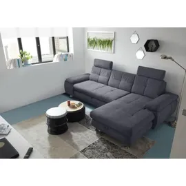 ed exciting design Alba Ecksofa, 274x177 cm, Anthrazit, Ausführung:Rechts - Grau