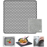 DXLing 30,5 * 30,5CM Silikon Spülbeckeneinlage Zusammenklappbar rutschfeste Spülbeckenmatte Spülbeckenmatte mit Reinigungsbürste für Obst und Gemüse Schutz für Spülbecken Sink Mat für Spüle