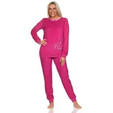 Normann Frottee langarm Schlafanzug Homewear Pyjama in Übergrössen, Farbe:pink, Größe:38 - 38