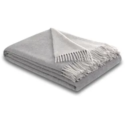 Plaid BIEDERLACK "Cashmere-Plaid", silber (silber, stone), B:130cm L:170cm, Wolle, Kaschmir, Wohndecken, Plaid Soft Impression, Biederlack, im Doubleface-Look, Kuscheldecke