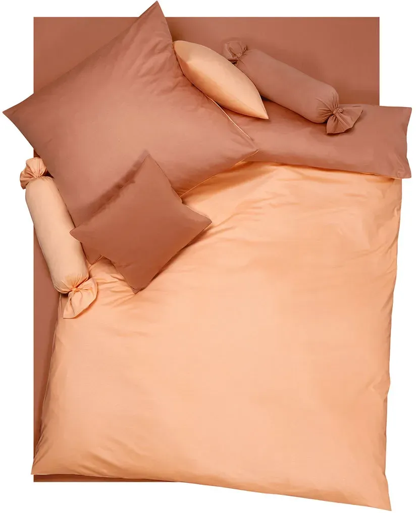 Doris Meyer Interlock-Jersey Wendebettwäsche Milano apricot/terra Kissenbezug einzeln 40x80 cm - orange