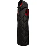 Navahoo warme Damen Winter Steppweste lang mit Kapuze Schnuckel Black Gr. M - M