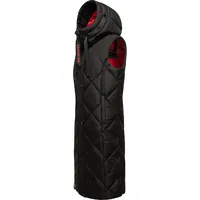 Navahoo warme Damen Winter Steppweste lang mit Kapuze Schnuckel Black Gr. M - M