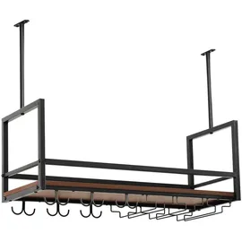 [en.casa] Weinregal 80 x 30 x 65 cm Schwarz/Walnussoptik