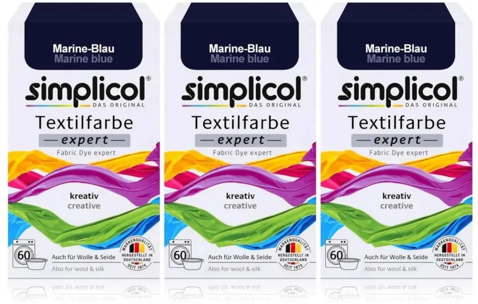 Simplicol Textilfarbe Expert Marine-Blau 150g 3er Pack