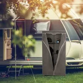 Relaxdays Stoffschrank, mit Kleiderstange & 6 Fächern, HxBxT: 170 x 90 x 45 cm, stabil, Faltschrank mit Bezug, anthrazit