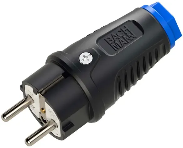 Bachmann Schutzkontaktstecker Vollgummi, IP54, schwarz-blau