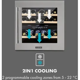 Klarstein Vinsider 36 Weinkühlschrank 2 Kühlzonen 5-22°C 85l Edelstahl