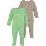 normani Outdoor Sports 2er Pack MERINO Baby Merino Strampler „Levin" in Grün/Beige | Gr.: 74