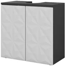 Vicco Waschbeckenunterschrank Edge Schwarz Weiß modern 60x57 cm Badezimmer, Schrank Badschrank Badkommode Badmöbel 2 Türen