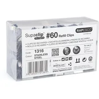 Rapesco 1316 Supaclip 60 Edelstahl-Nachfüllklammern Großpackung, 250 Stück