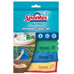 Spontex Microfibre Ultimate Clean Mikrofasertuch-Set 3-teilig, farbig sortiert