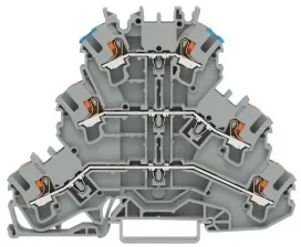 Wago 2202-3203 Dreistockklemme, mit Drücker, Durchgangs-/Durchgangs-/Durchgangsklemme, grau 22023203 - 50 Stück