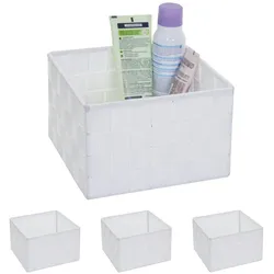 Mendler 4er-Set Aufbewahrungskorb HWC-C37, Dekokorb Korb Körbchen Aufbewahrung Regalkorb Deko 12x19x19cm ~ weiß