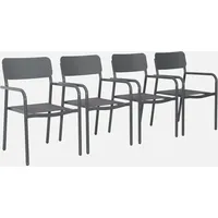 Sweeek 4er-Set stapelbare Gartensessel anthrazit aus Aluminium und Textilene,