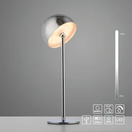 OTTO home Tischleuchte Akku Tischlampe Gerrin Indoor Outdoor, magnetischer Flaschenaufsatz, Dimmfunktion, Memoryfunktion, LED fest integriert, Warmweiß, Pilzlampe Flaschenaufsatz, Regulierung der Lichtstärke, Pilz, Lampe silberfarben