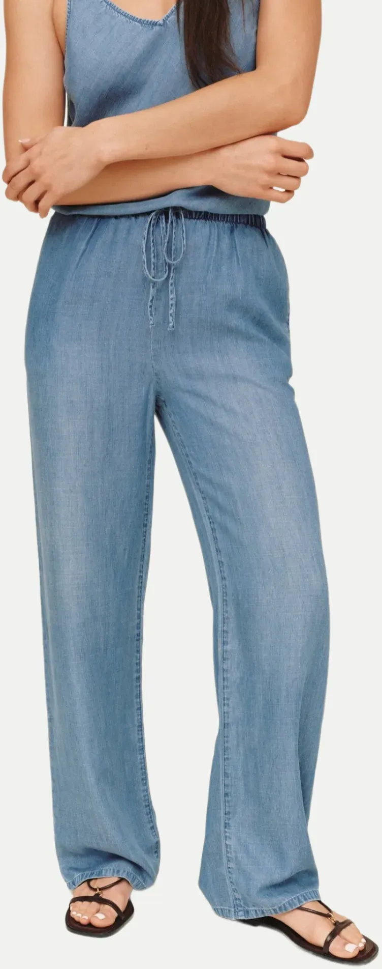 Wide-Leg Hose in Jeansoptik Blau S